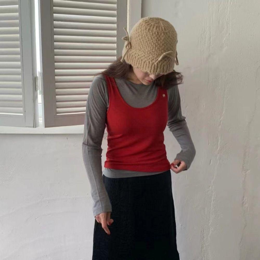 Basin Hat Bowknot Knitted Hat Warm Cap Winter Cap Casual Bucket Hat  Apparel Accessories