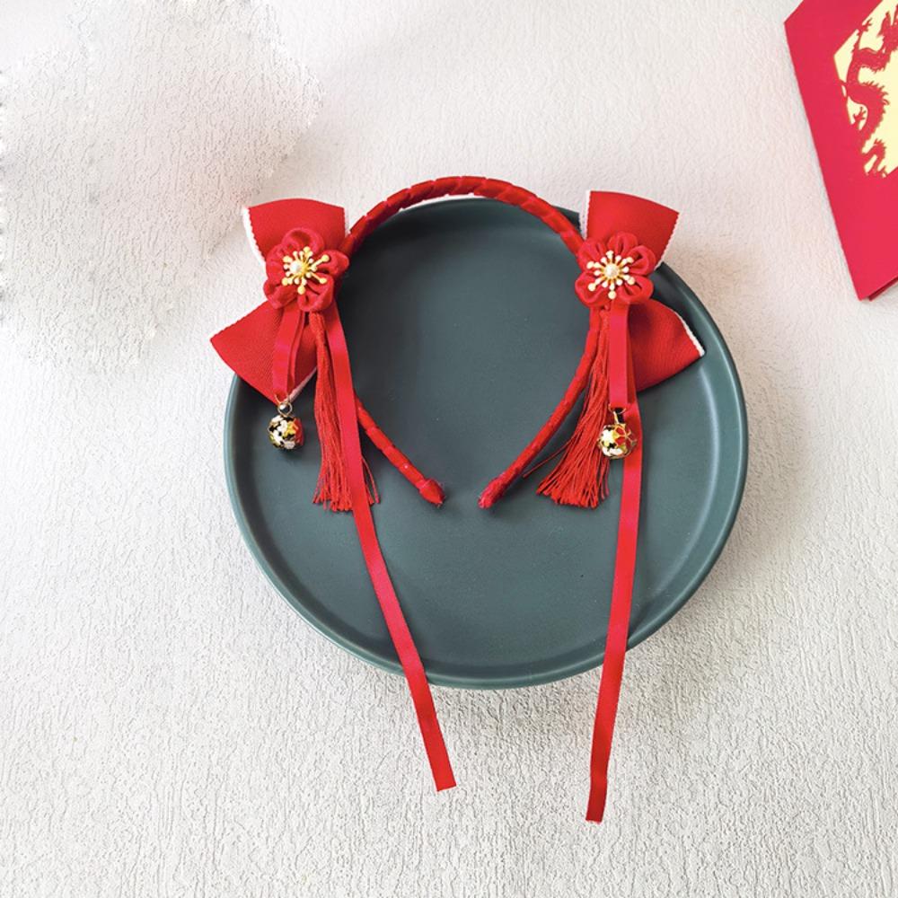 

Красная повязка на голову на китайский Новый год с цветком, повязка для волос ханьфу, милая корона, головной убор, для малыша Style C