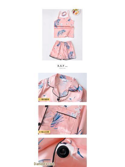 2025 Kinder Vier Jahreszeiten Tragbarer Seiden Pyjama 7-teiliges Set