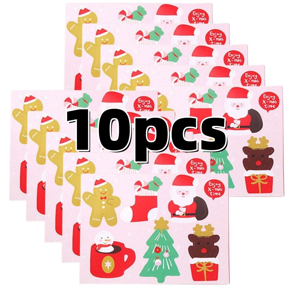 

50 шт. Рождественские леденцы на бумажной открытке, очаровательный мультяшный Санта-Клаус, пряничный человечек, дизайн для подарочного пакета, набор для декора вечеринки