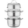 Stainless Steel Extra Thick Two/Three-Layer Steamer Pot with Large Capacity for Induction & Gas Stoves