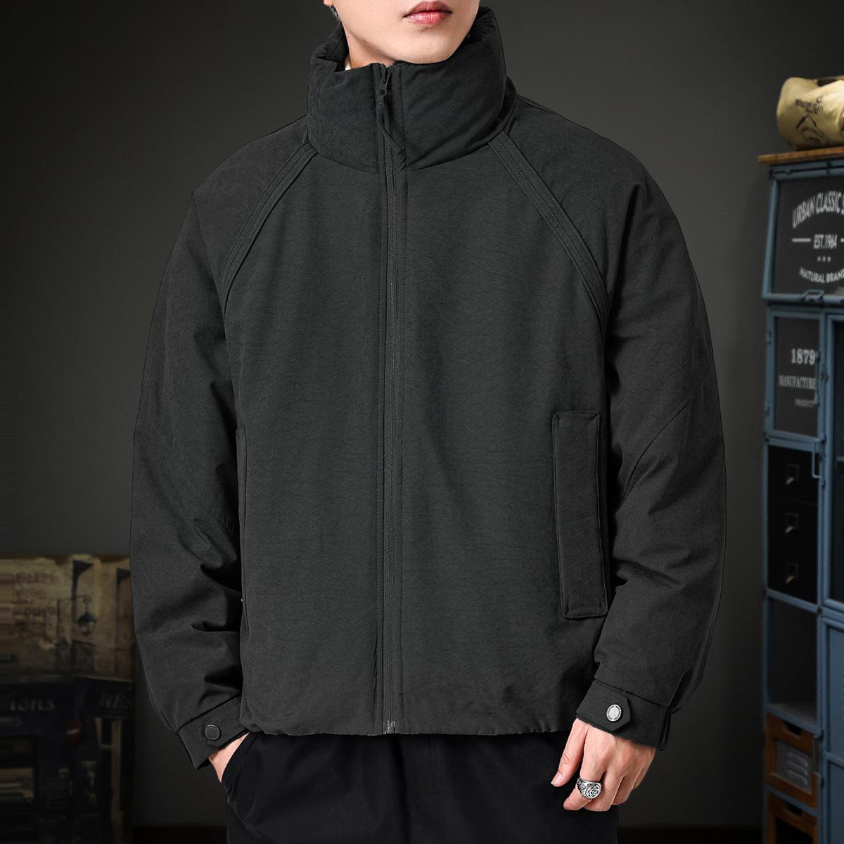 

2025 Men s Winter Retro White Duck Down Jacket: Stand Collar, Loose Fit, Plus Size, Versatile Outerwear 3XL 170-190kg чорний