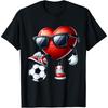 Funny Heart Playing Soccer Valentines Day Mens T Shirt