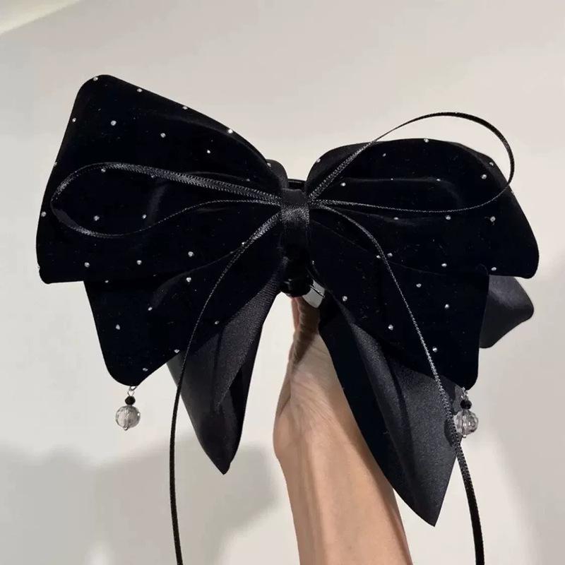 Korean Luxury Velvet Rhinestone Bow Hair Clip