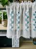 Leaves Short Sheer Tier Curtains Green Leaf Embroidery Kitchen Half Curtain Rod Pocket