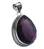 Amethyst Hydro Gemstone Antique Silver Plated Pendant 2" J 2046