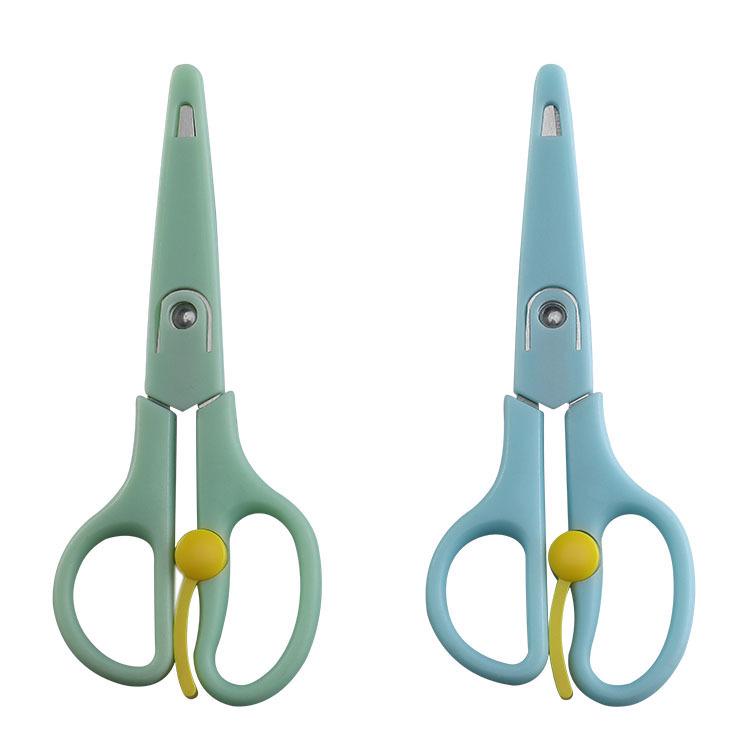 Children's Stainless Steel Scissors with Sleeve – Student and Baby Food Safe, Small Stationery Scissors