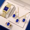 Popular Square Watch Fashion Light Luxury Bamboo Pattern Women'S Belt Watch Jewelry Set Wristwatch