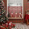 American Christmas Print Coffee Curtain Lace Blackout Window Valance Rectangular Decor Bedroom Dining Room