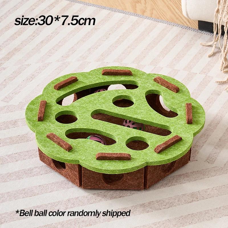 Cat Puzzle Felt Toy Indoor Kitten Interactive Sports Toy Felt Puzzle Box with Bell Ball Cat Scratching Post Entertainment Supply