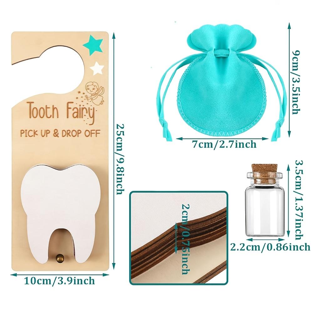 

Tooth Fairy Kit Includes Wooden Tooth Pendant, Glass Bottle, Storage Bag, Suitable for Lost Teeth Period,Birthday Parties,Holiday Parties,Mother S Day