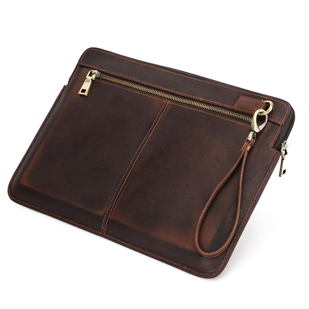 Crazy Horse Leather Sleeve Bag For