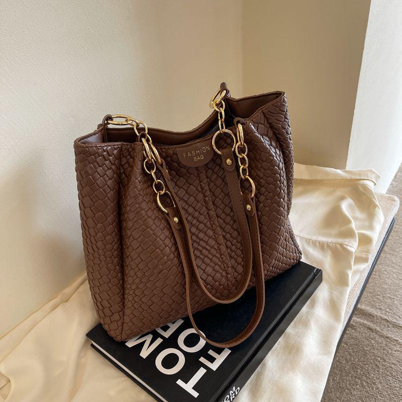 Korean Retro Casual Large Capacity Woven Tote Bag for Women - Versatile Shoulder Bag 2026