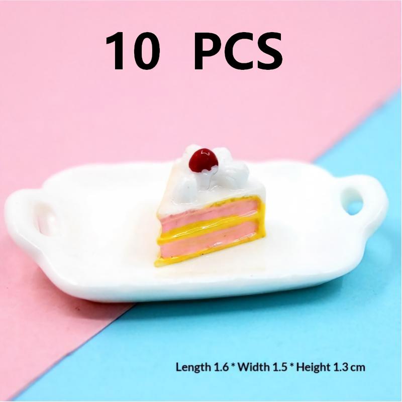 10Pcs Mini Resin Fake Cake Kawaii Simulation Food Miniatures for DIY Handmade Craft Home Decor Ornaments