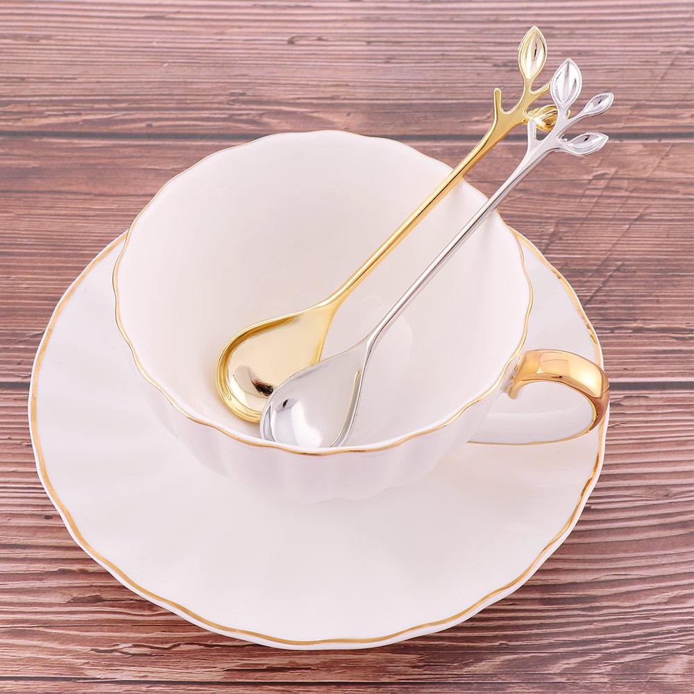 Bar Ice Cream Scoop Branch Shape Royal Style Mini Dessert Spoon Flatware Small Coffee Spoon Cutlery