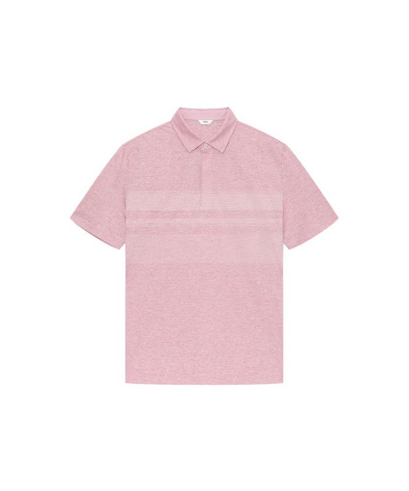 NOTIG Rayon Blend Patterned Short Sleeve Polo Shirt Pink_Oms1T1Ts103P1