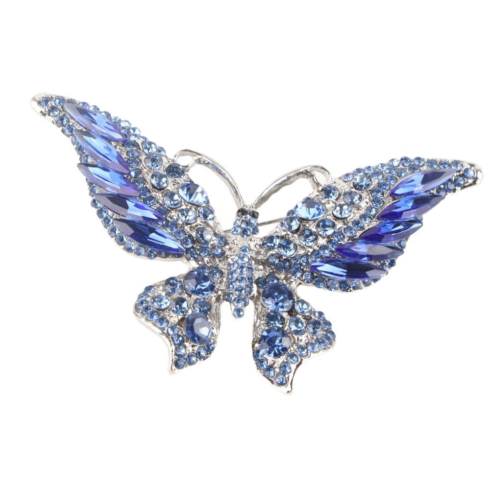2pcs Exquisite Design Crystal Rhinestone Brooch Butterfly Corsages Brooch For Women