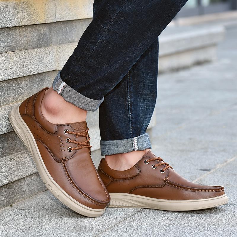 Men's Genuine Leather Casual Shoes Business Casual Shoes Comfortable Soft Sole Anti Slip Lazy Driving Shoes