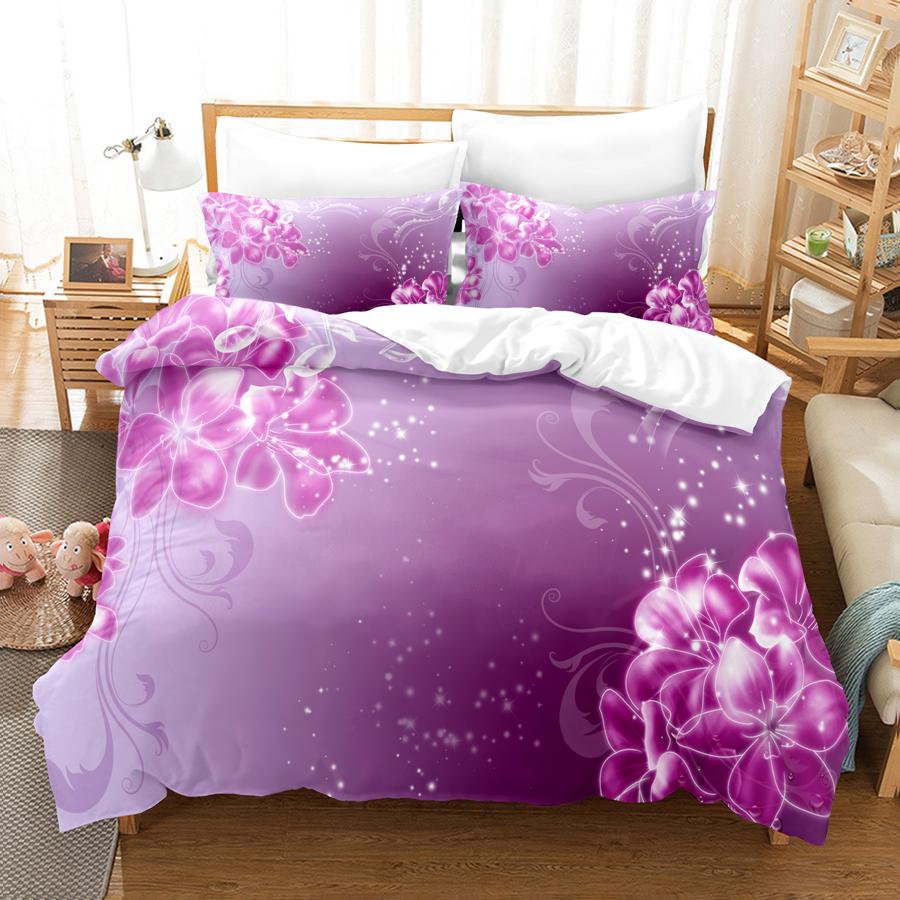Blue Flower Duvet Cover Queen Size With Zipper Pillowcase 3D Floral Bedding Set 3pcs 2pcs Full King Twin Single Double Bed Thin