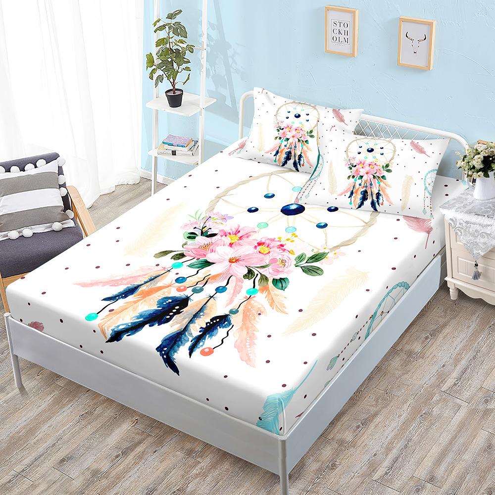 Three-Piece Mattress, Mattress Cover, Dream Catcher, Ethnic Bohemian Mattress Protective Cover