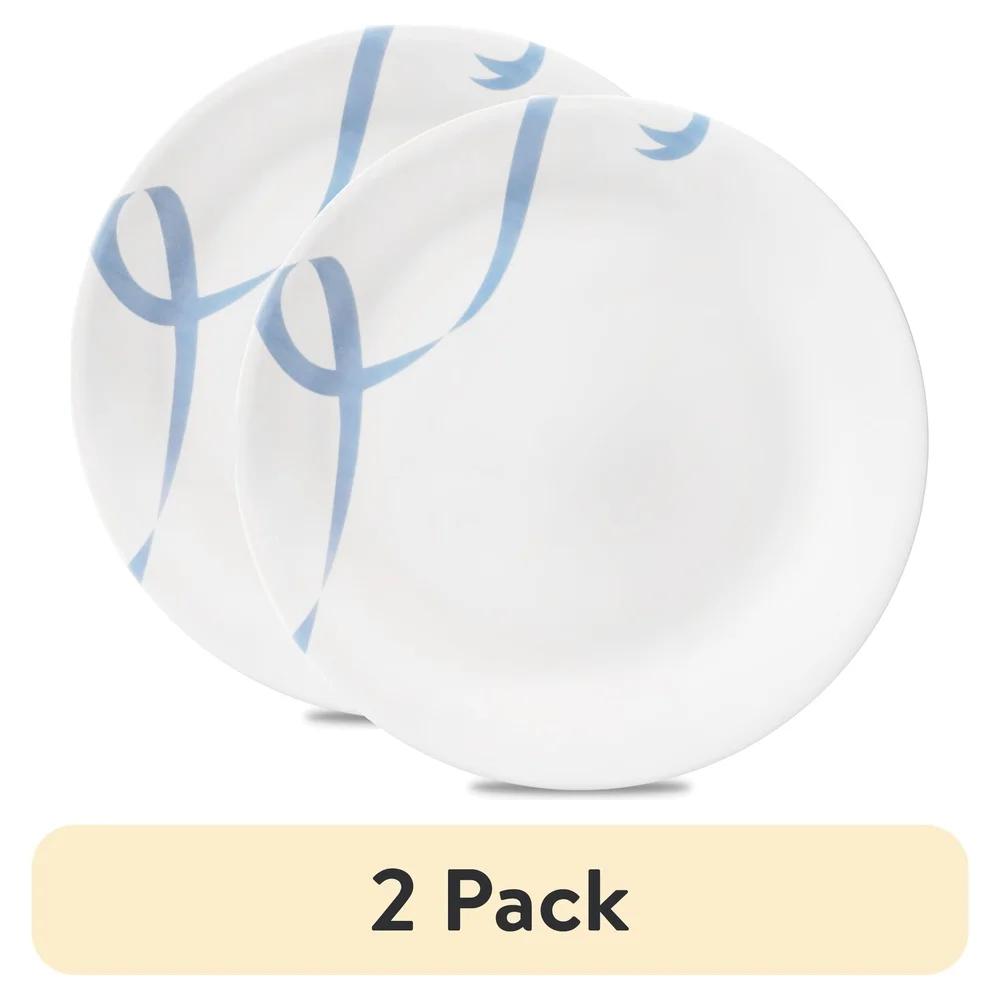 

2 Pack 10 Inch Blue Ribbon Glass Dinner Plates Durable Microwave Dishwasher Safe Lightweight Stackable Eco-Friendly Design United States