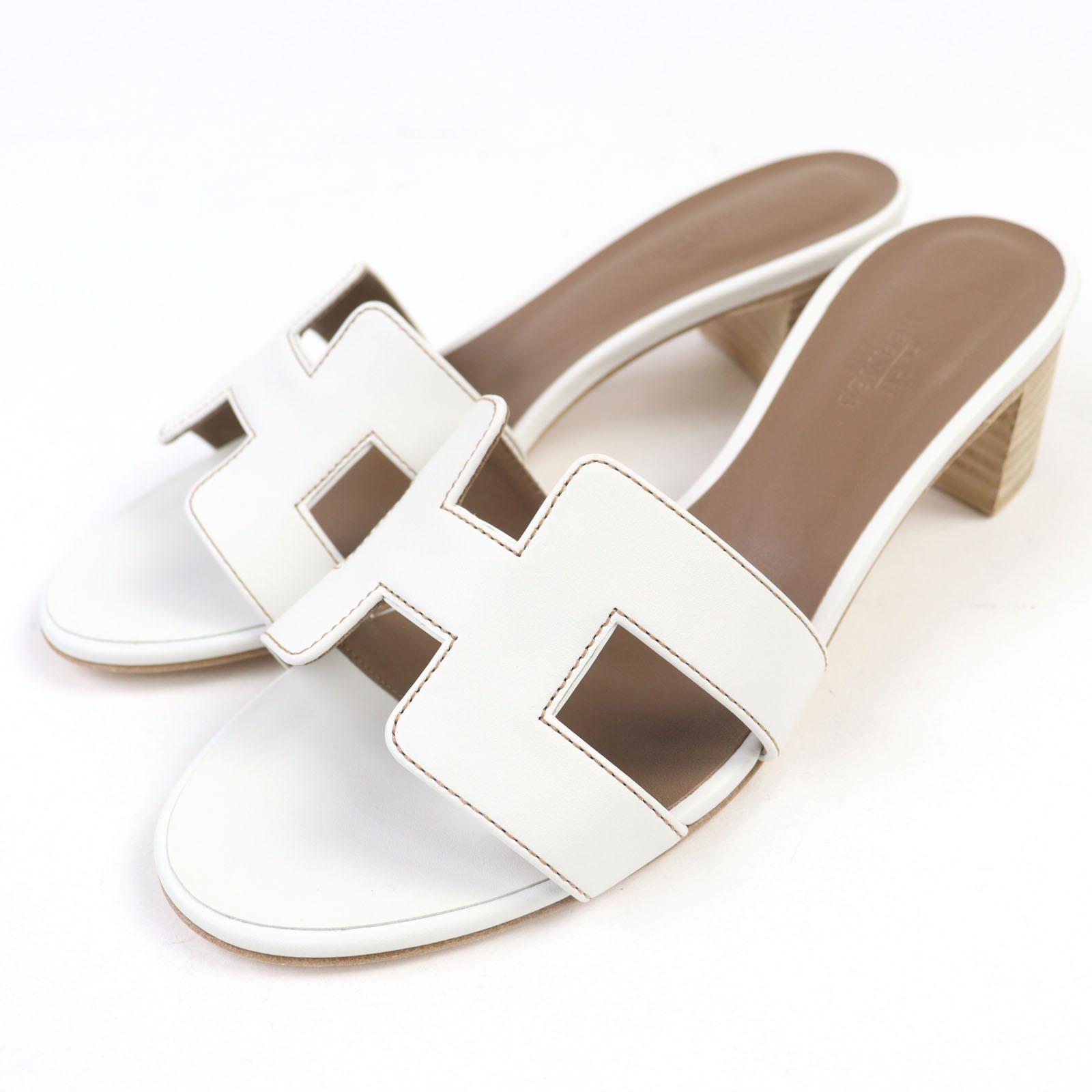 

HERMES Sandals Oasis white leather Women 37 071002Z Used