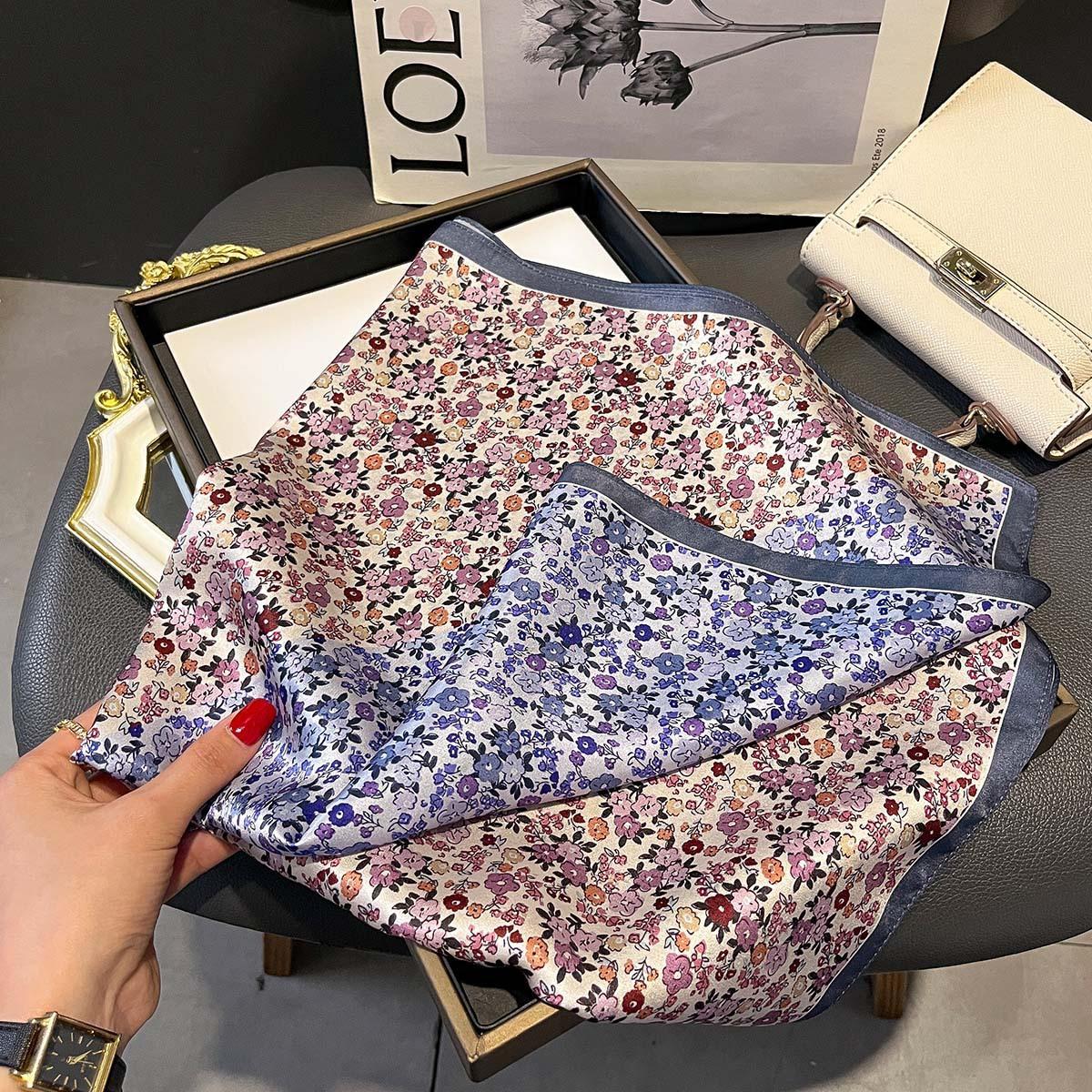 

100% Pure Silk Scarf Women Foulard High Quality Square Female Mulberry Fashion Neckerchief Shawl Wraps Hijab Bandana Scarves Real Silk 65x65cm