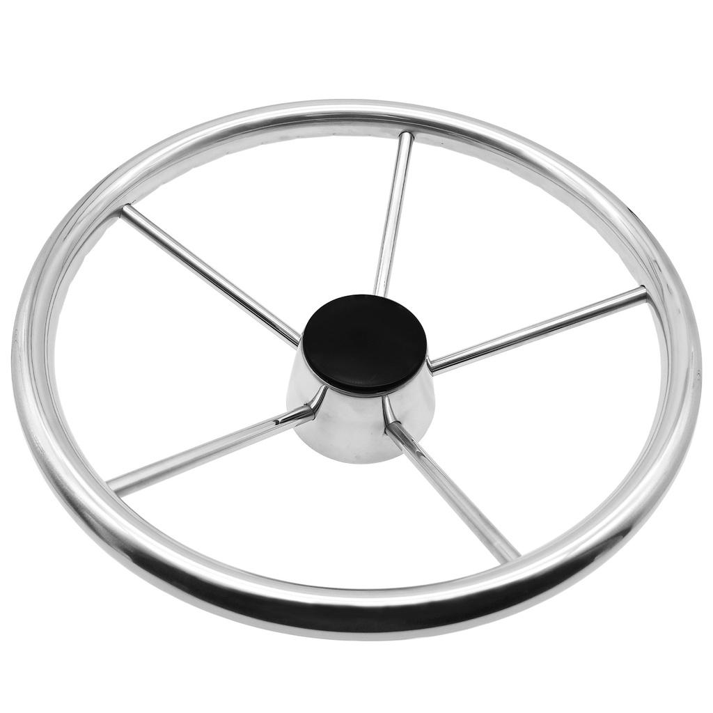 Stainless Marine Steering Wheel 5-Spoke 11-13.5 Inch Stainless Boat Steering Wheel with Knob