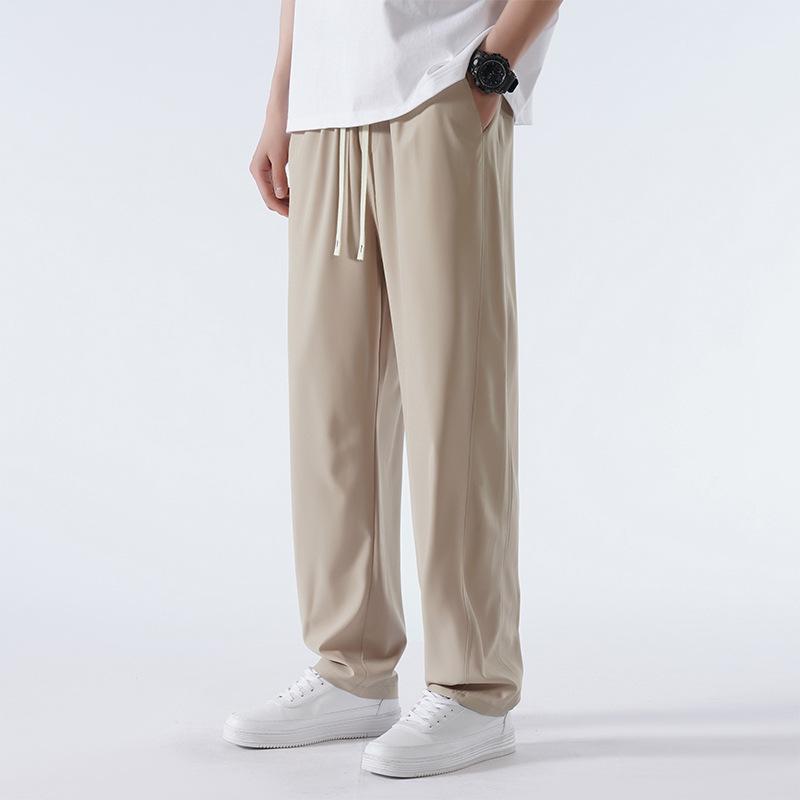 Men's Ice Silk Wide Leg Summer Pants - Loose, Draping, Micro Flare with Stretch for Casual Wear