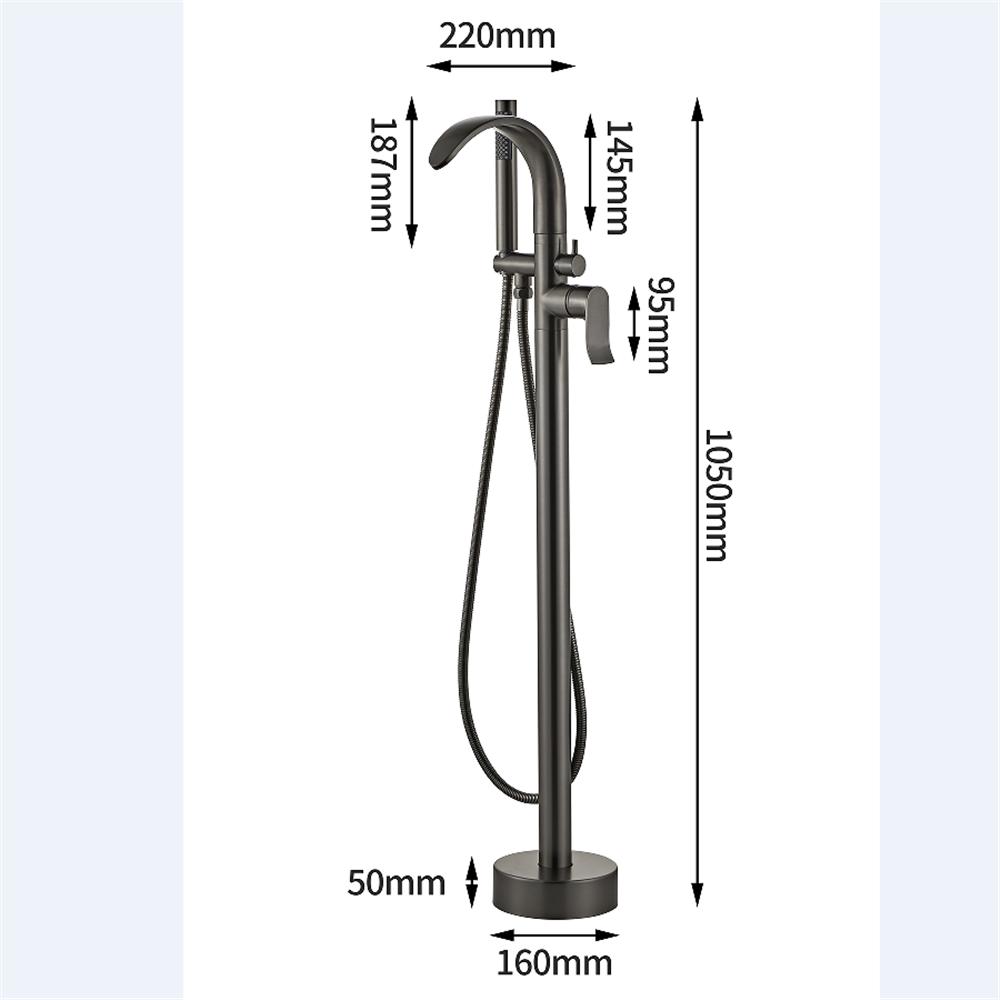 Tuqiu Gold Bathtub Faucet Set Floor Decked Brass Black Waterfall Bathtub Mixer Morden Style Bathroom Taps