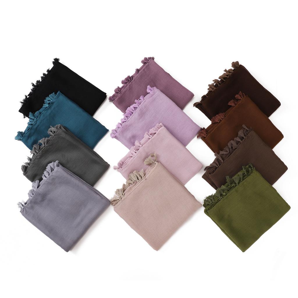 Solid Voile Women Scarf New Summer Girls Tassels Sunscreen Thin Scarves Soft Shawl Foulard Viscose Spring Lady Wrap Shawls