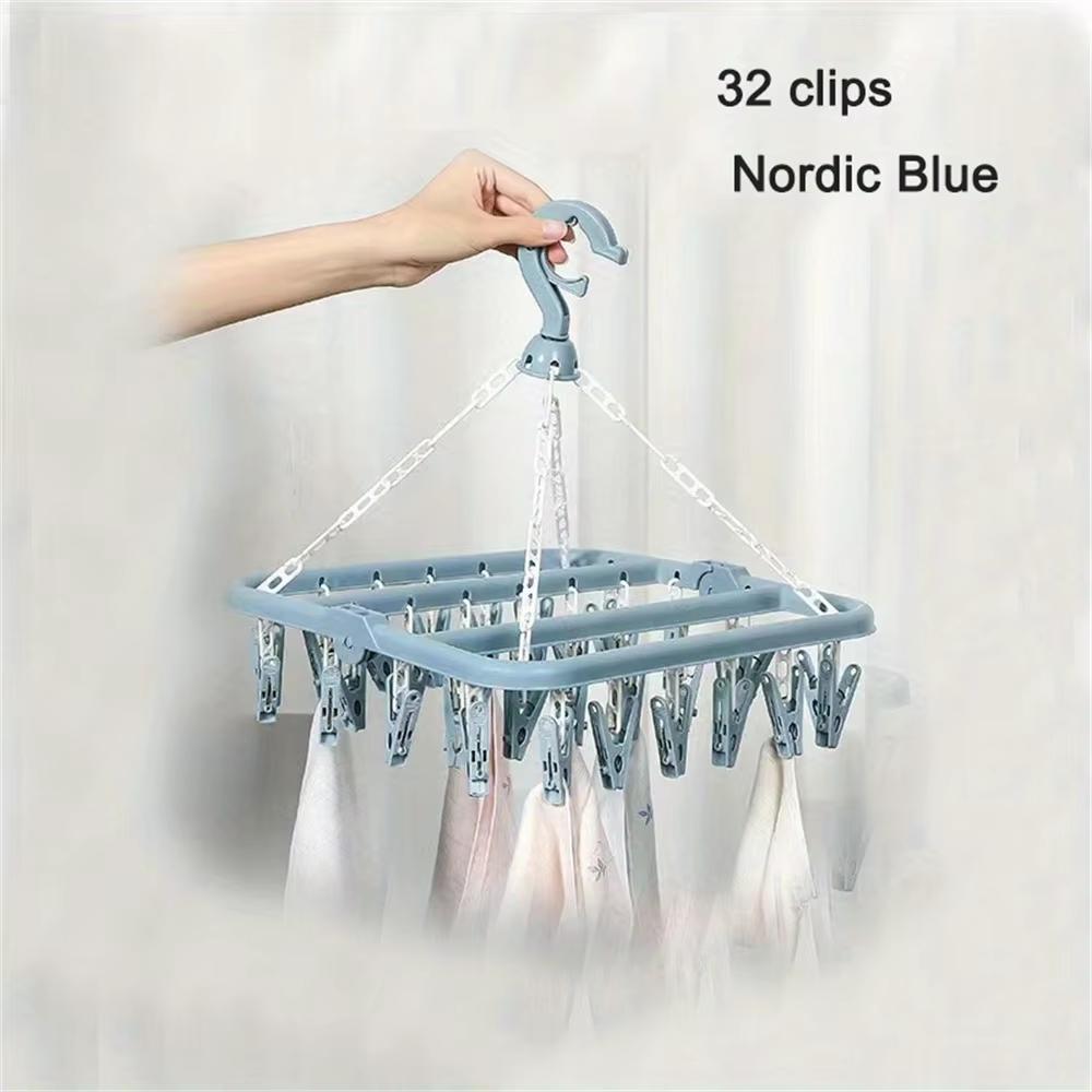 32Clips Hanging Drying Rack Foldable Baby And Toddler Accessories Finishing Storage Rack