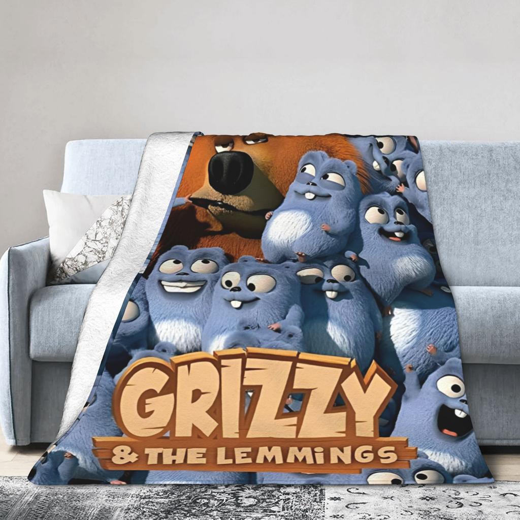 New Arrival Grizzy and The Lemmings Cartoon Blanket Super Soft Coral Fleece Plush Cozy Throw Blanket Machine Washable