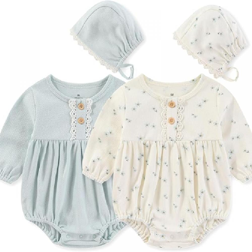 

Kiddiezoom Baby Cute Fashion Girl Baby комбинезон + шапочка из мягкого хлопка для новорожденных 0-2 лет 6M