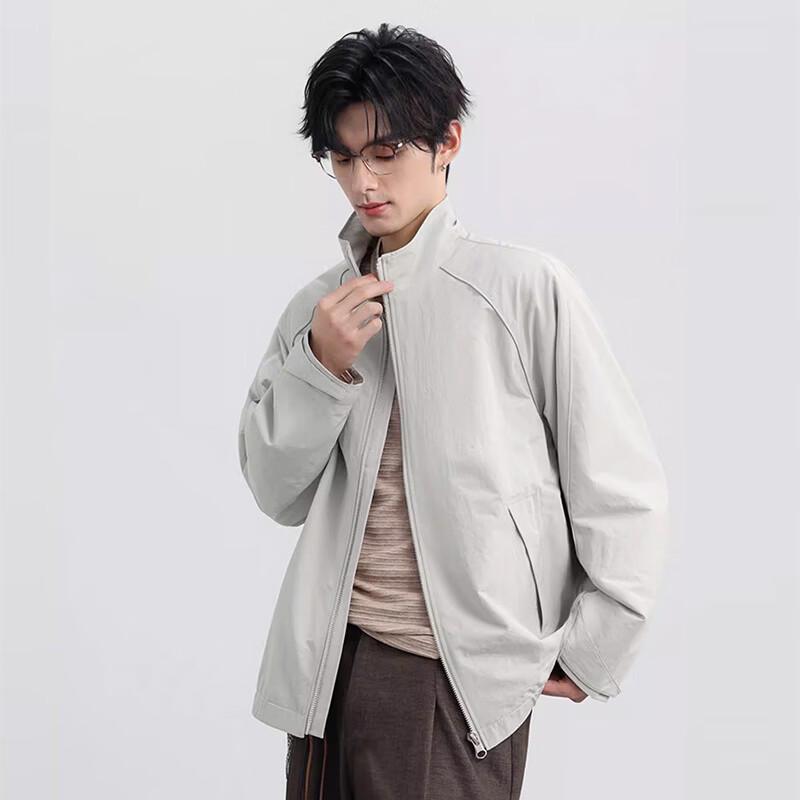 Fengxun Men's Casual Stand Collar Work Jacket