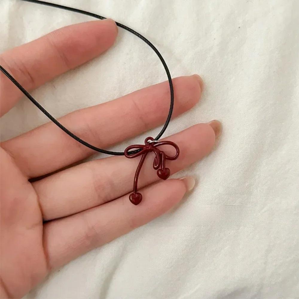 Simple Oval Choker Necklace Wax Rope Alloy Pendant Necklace Long Women s Jewelry Women