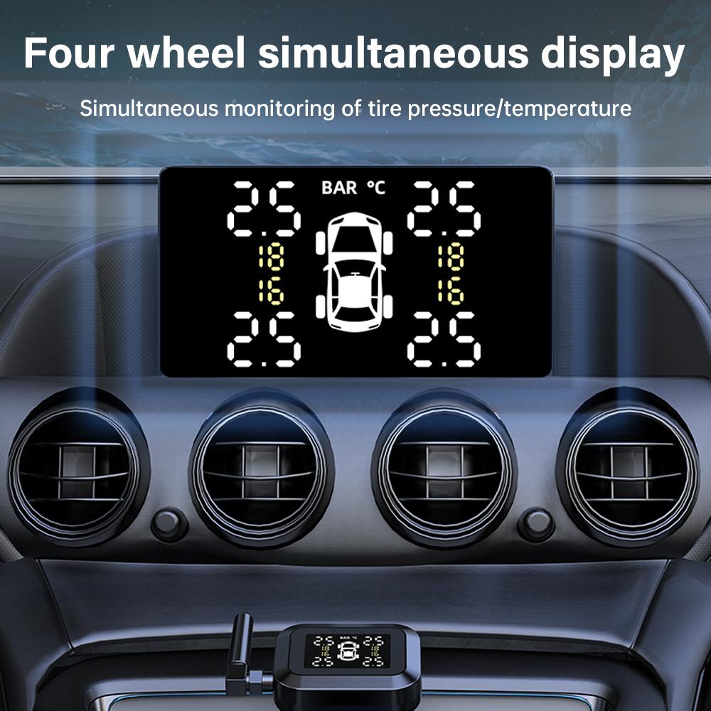 NEW Car Driver Alarm TPMS Monitor Sensor Wireless Car Tire Pressure Monitoring System with 4 External Sensors