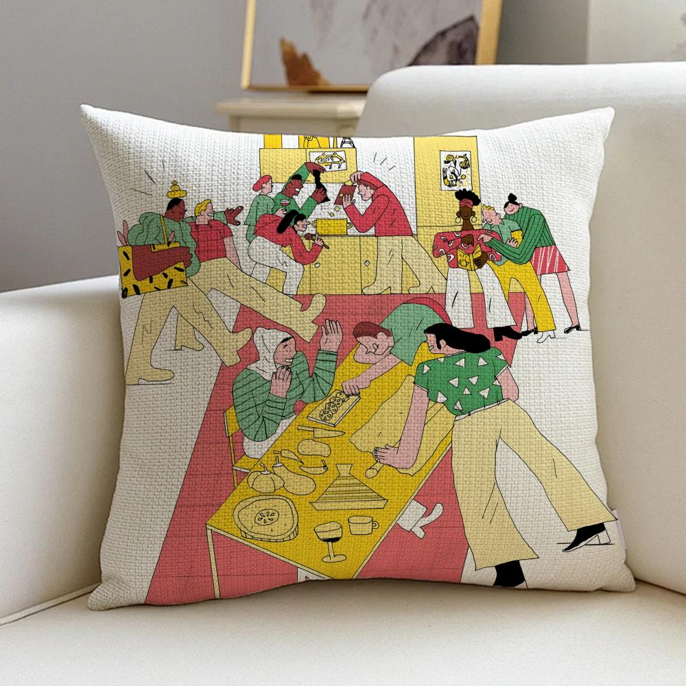 L-Lukas Eglinskas Cushion Cover Cushion Cover Pillowcase, Anti-Mite Invisible Zipper, Linen Sofa Cushion