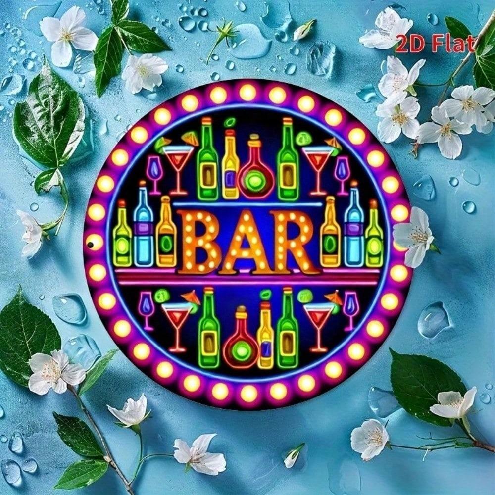 Retro Round Metal Tin Sign Vintage Wall Decor 12 Inch Rustic Art for Home Bar Garage Man Cave