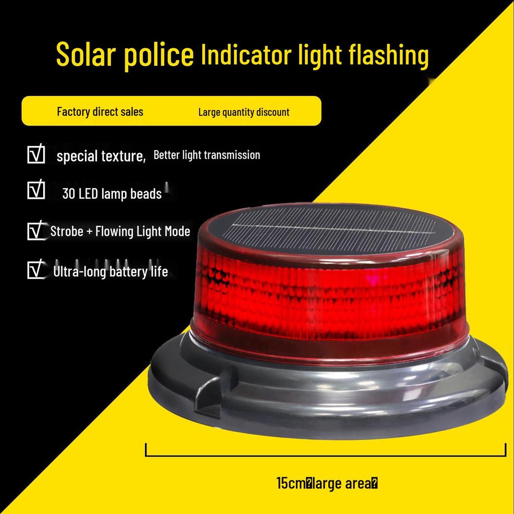 Solar-Powered Magnetic Car Roof Strobe Light for Night Parking and Accident Prevention.