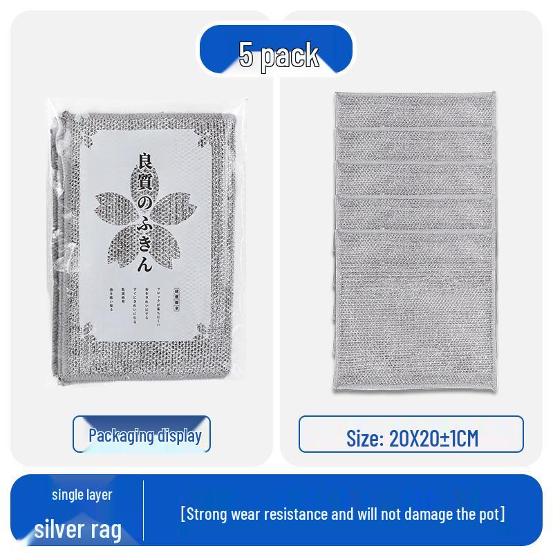 Doppellagiger Topfreiniger aus Stahlwolle: Dickes, Antihaftendes Scheuerschwamm mit Silberfaden aus Edelstahl für die Küchenreinigung