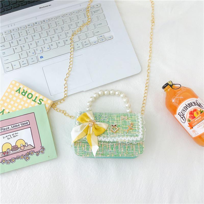 

Восхитительная мини-сумочка с жемчугом для девочек, красочный и жизнерадостный повседневный аксессуар Green2