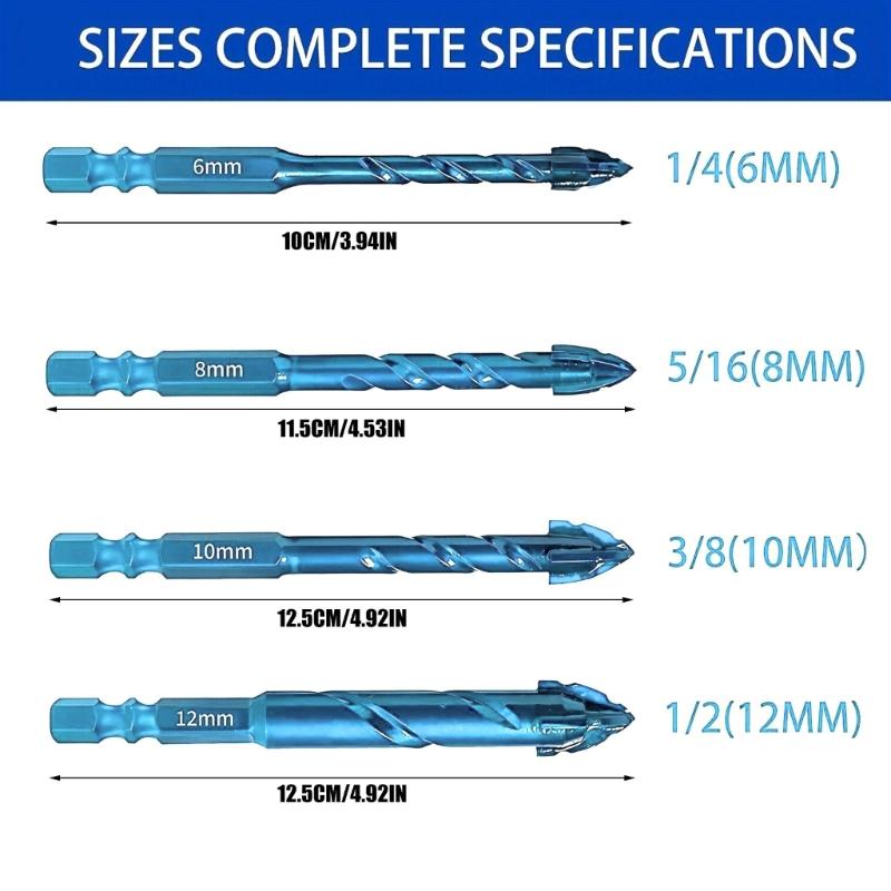 Four-Edged Serrated Eccentric Drill Bit Set High Hardness Hexagonal Simple Installation Multifunction Drill Bit