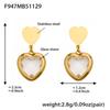 Colorful Heart Glass Stone Tassel Earrings & 18K Gold Plated Stainless Steel Necklace