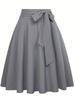 Knotting Half Skirt: 2025 New Pleated Solid Color Women's Belted European & American Style