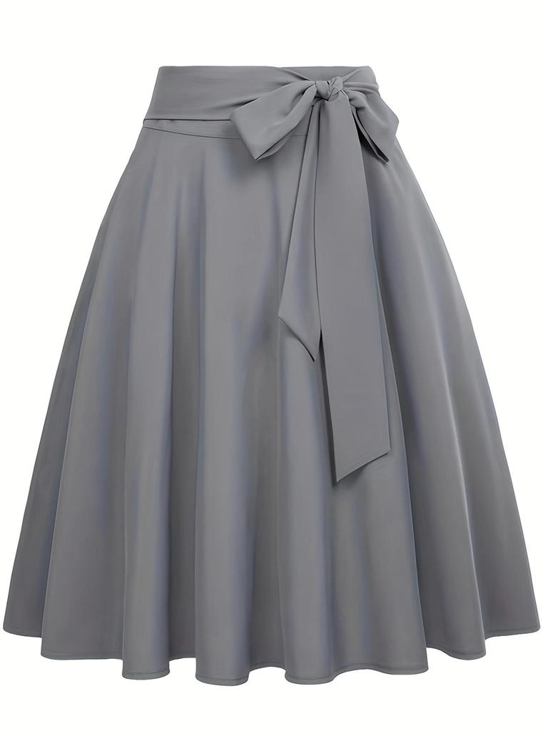 Knotting Half Skirt: 2025 New Pleated Solid Color Women's Belted European & American Style
