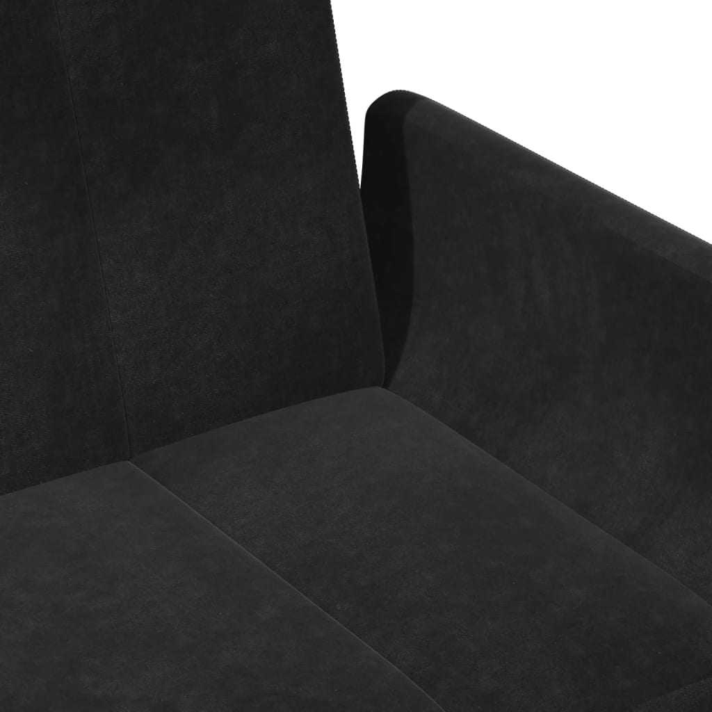 2 Seater Sofa Bed with Ottoman Black Velvet