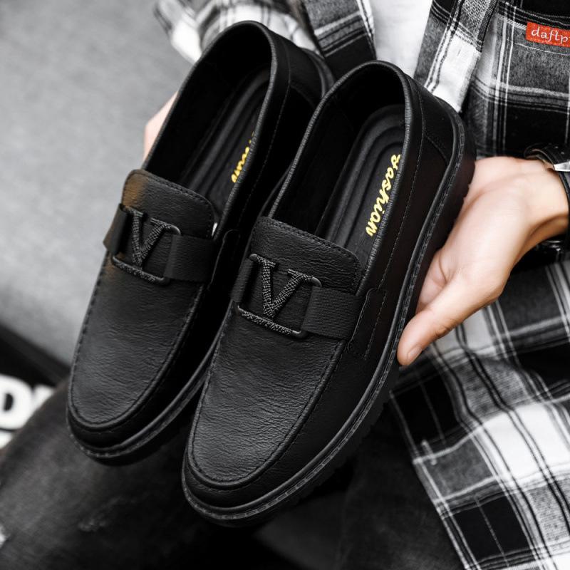 Men's Shoes New Style Casual Leather Shoes Trendy Soft Leather Loafers Men's Slip-on Lightweight Driving Shoes