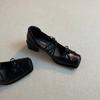 French Single Shoes Women's Thick Heels Are Beautiful, Not Tired, High Heels Ballet Shoes Retro Bow Mary Jane Shoes