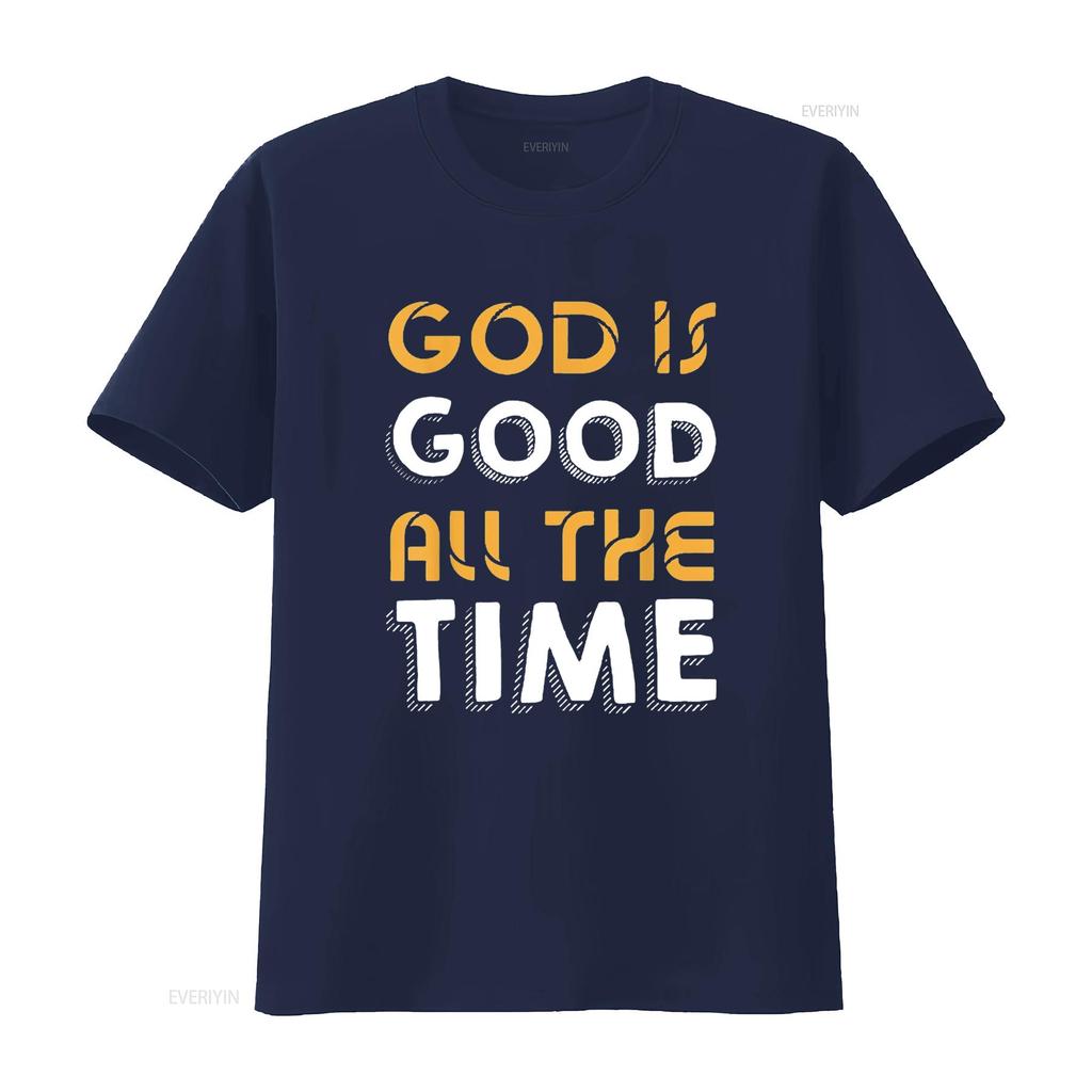 God Is Good All The Time Inspirational Christian Faith Womens T Shirt Black Vintage Washed Stretched Designer Clothes